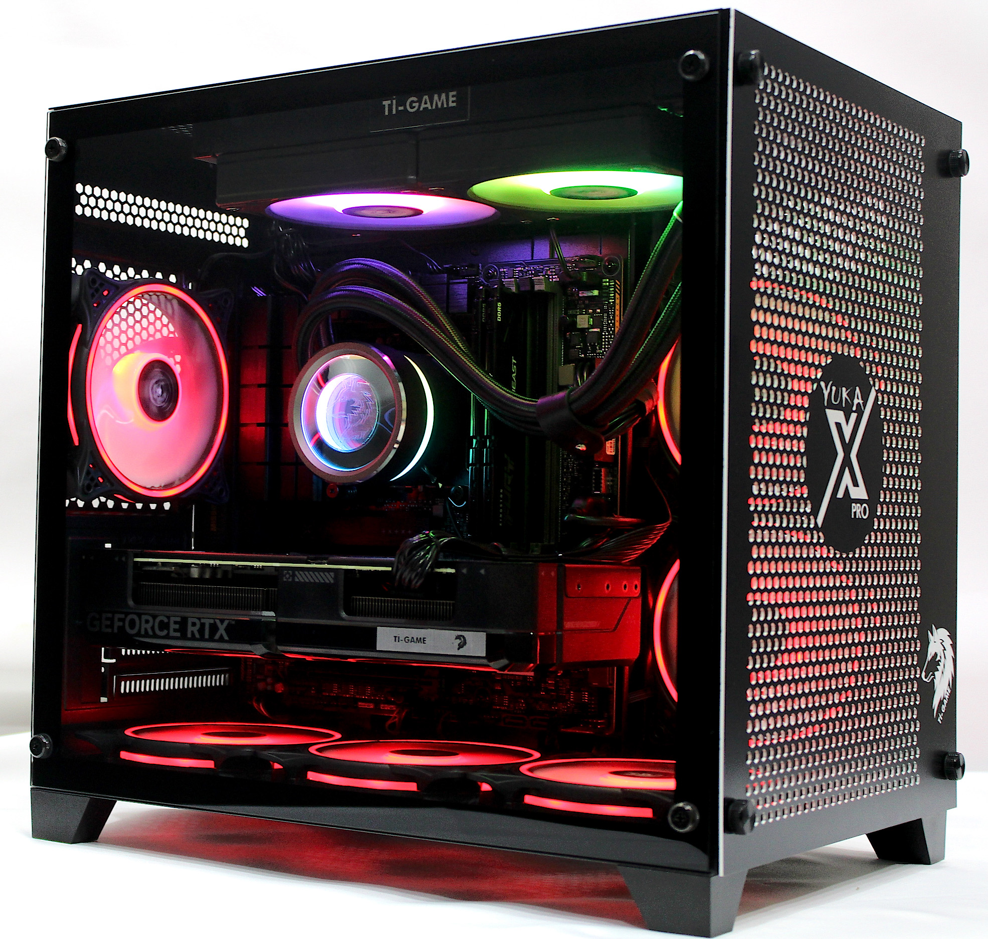 Tİ-GAME YUKA X PRO İ7-13700KF 32GB DDR5 ( 1x32GB DDR5 5600MHZ ) 1TB M.2 SSD (2100-1500MB/S)  RTX 4070 12GB 192BIT GDDR6X W11P 750W SIVI SOĞUTMA 2.5 GIGABIT ETHERNET MESH PRO GAMING PC